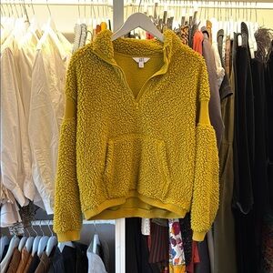 Joy Lab Cozy green Yellow chartreuse Sherpa athletic pullover Sweater